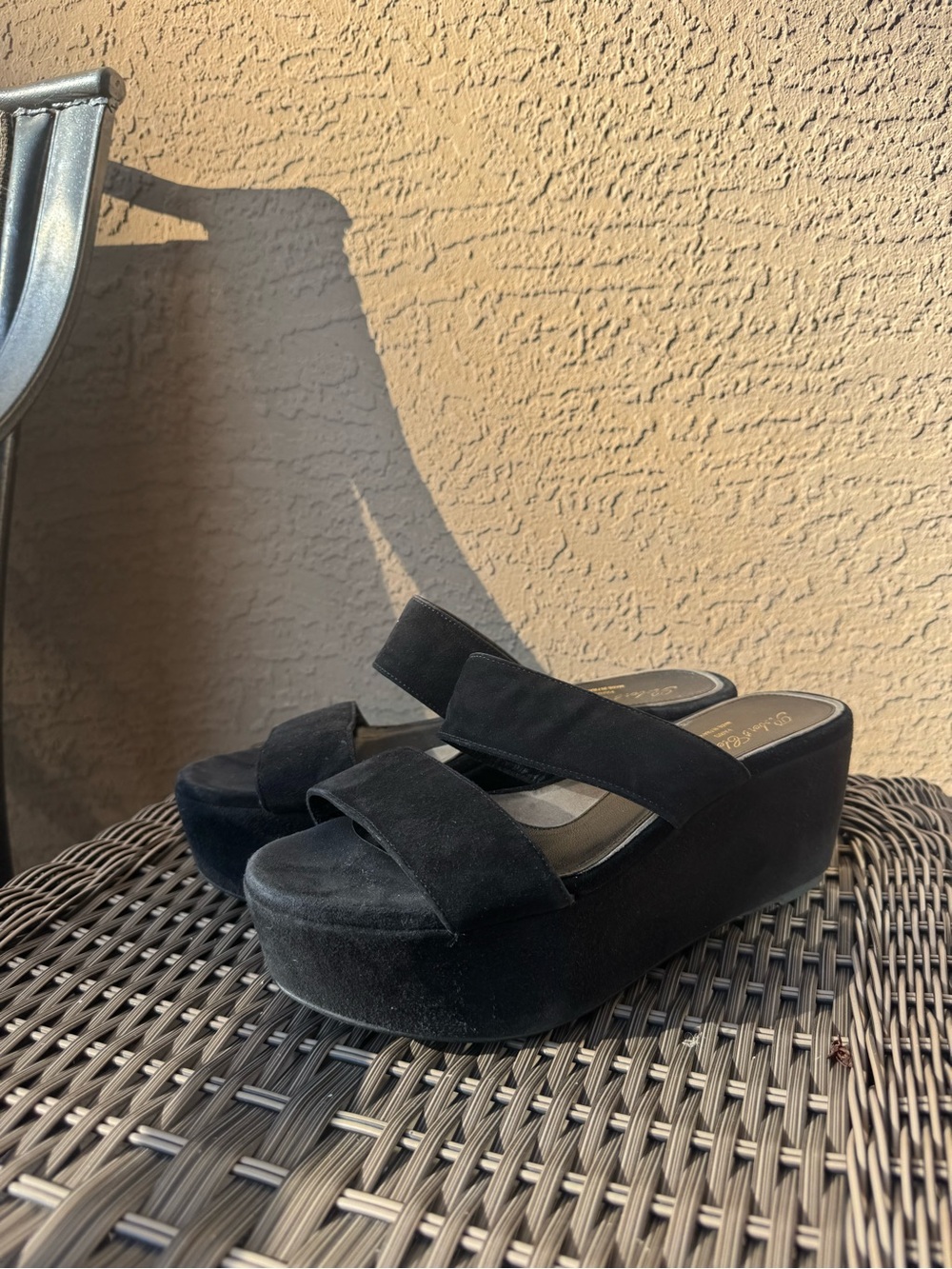 Robert Clergerie Black Suede Platform Sandals
